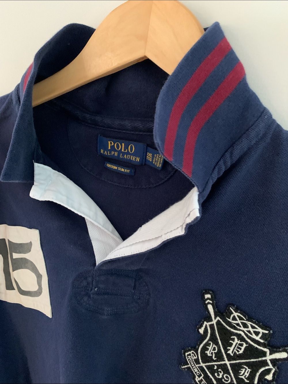 Polo Ralph Lauren Men’s Rugby Short Rowing Club Crest Stripes Sleeves Size XXL - Picture 6 of 9